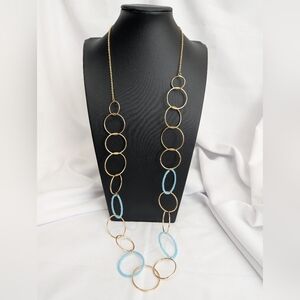 NEW Banana Republic Gold and Light Blue Link Necklace 36" Great For Gifting 🎁
